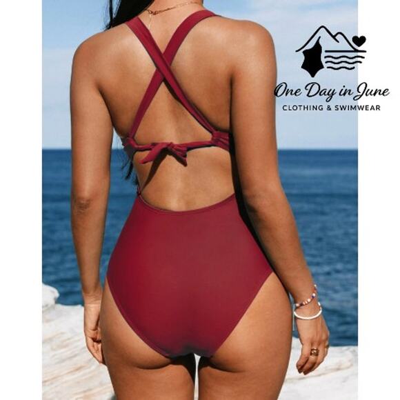 Cupshe Cross Front Keyhole One Piece Swimsuit Size L - Picture 2 of 7
